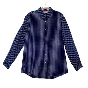 Club Room Men’s long sleeve shirt navy blue and white size medium